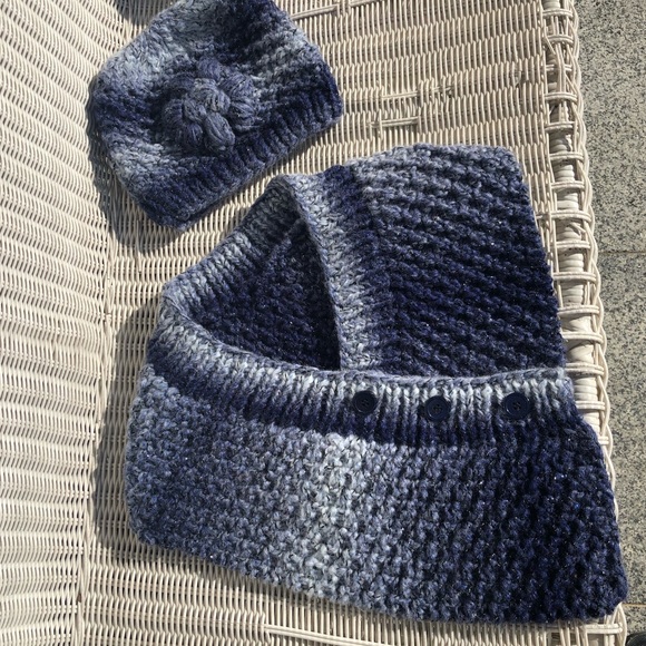 Accessories - Ombre blue scarf and hat set.  Warm, Cozy, Unique